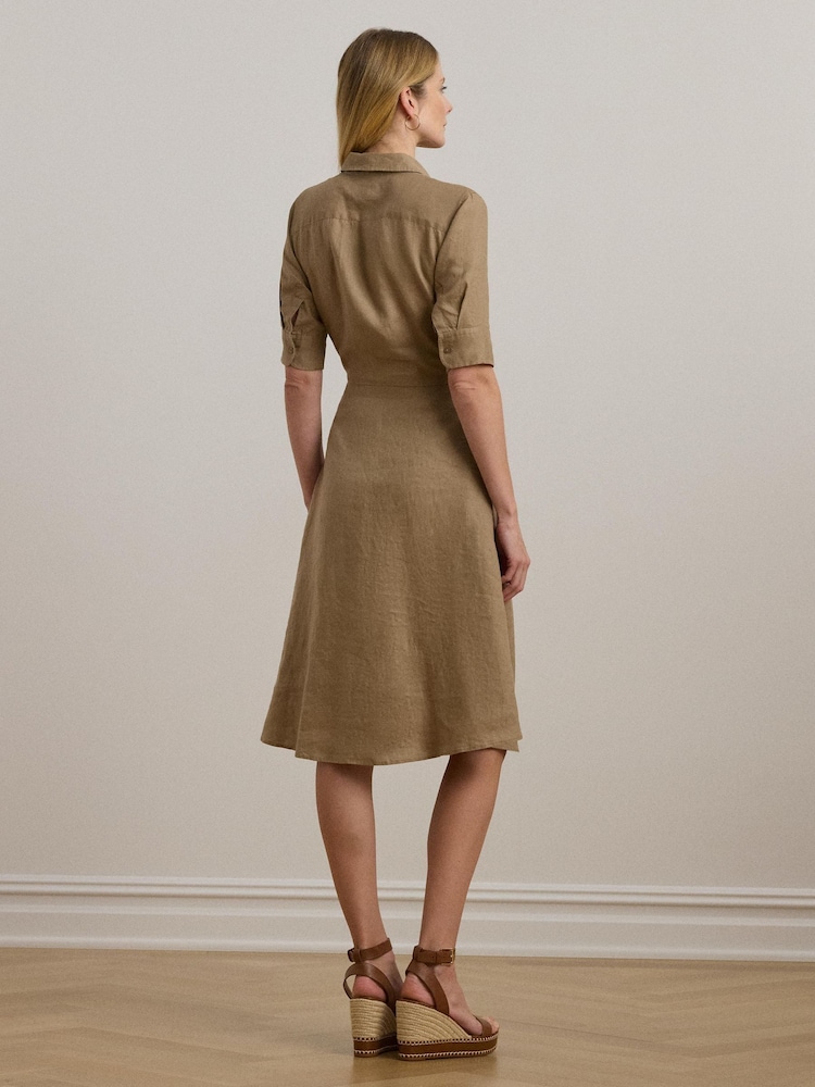 Lauren Ralph Lauren Wakana 100% Linen Belted Shirt Dress - Image 3 of 8