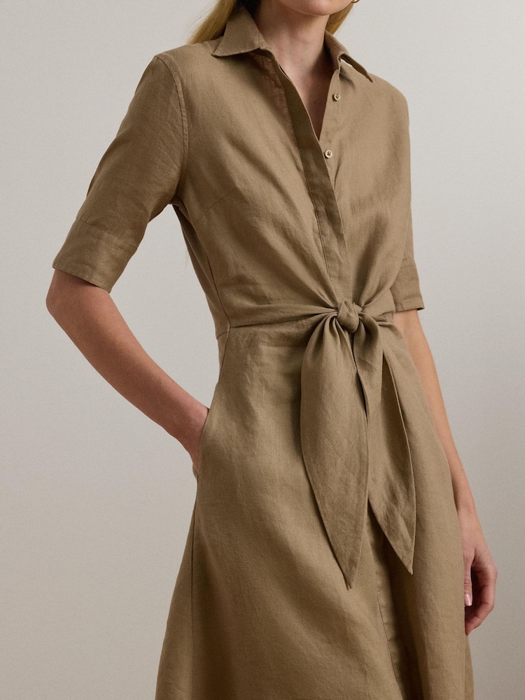 Lauren Ralph Lauren Wakana 100% Linen Belted Shirt Dress - Image 4 of 8