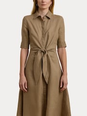Lauren Ralph Lauren Wakana 100% Linen Belted Shirt Dress - Image 6 of 8