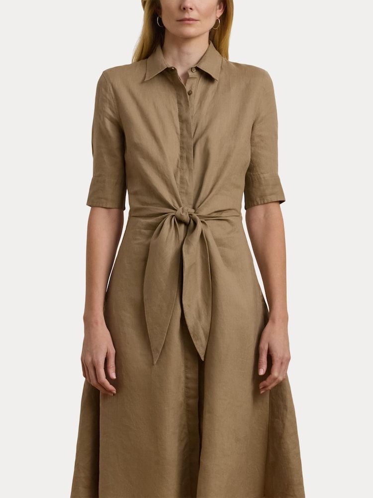 Lauren Ralph Lauren Wakana 100% Linen Belted Shirt Dress - Image 6 of 8