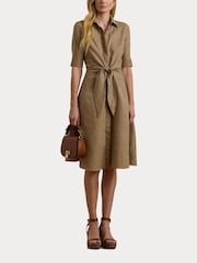 Lauren Ralph Lauren Wakana 100% Linen Belted Shirt Dress - Image 7 of 8