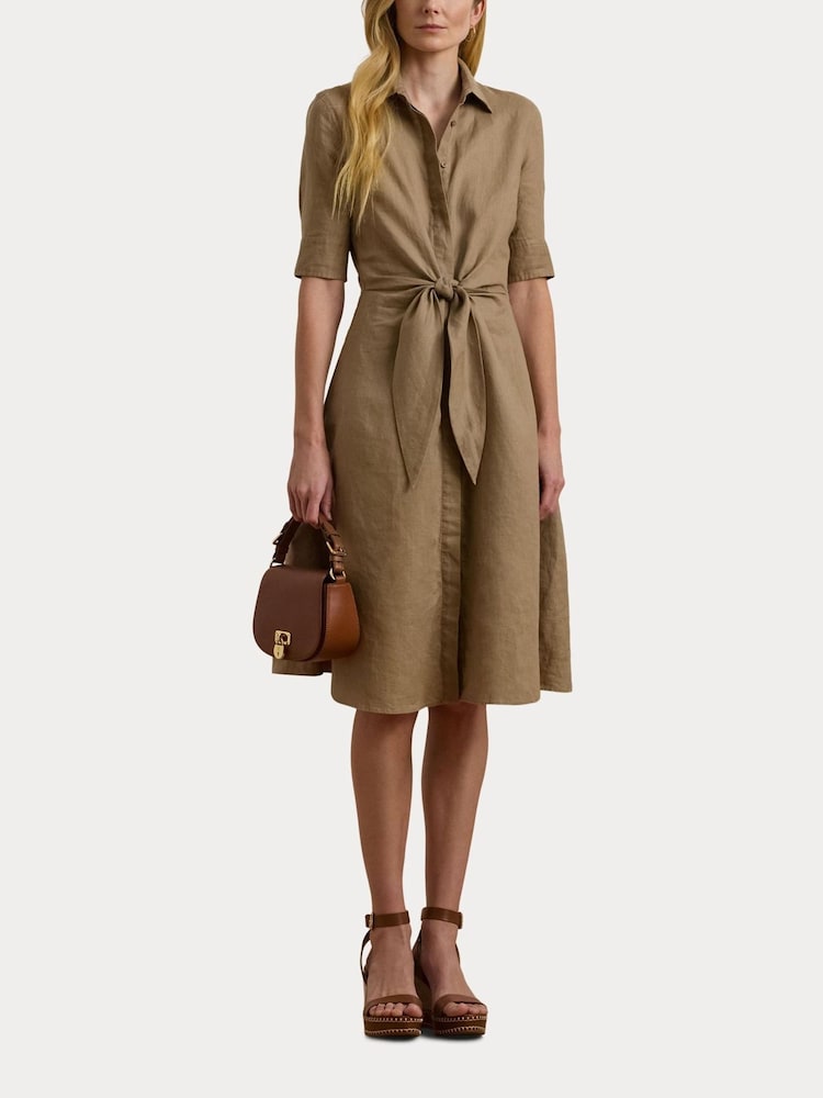 Lauren Ralph Lauren Wakana 100% Linen Belted Shirt Dress - Image 7 of 8
