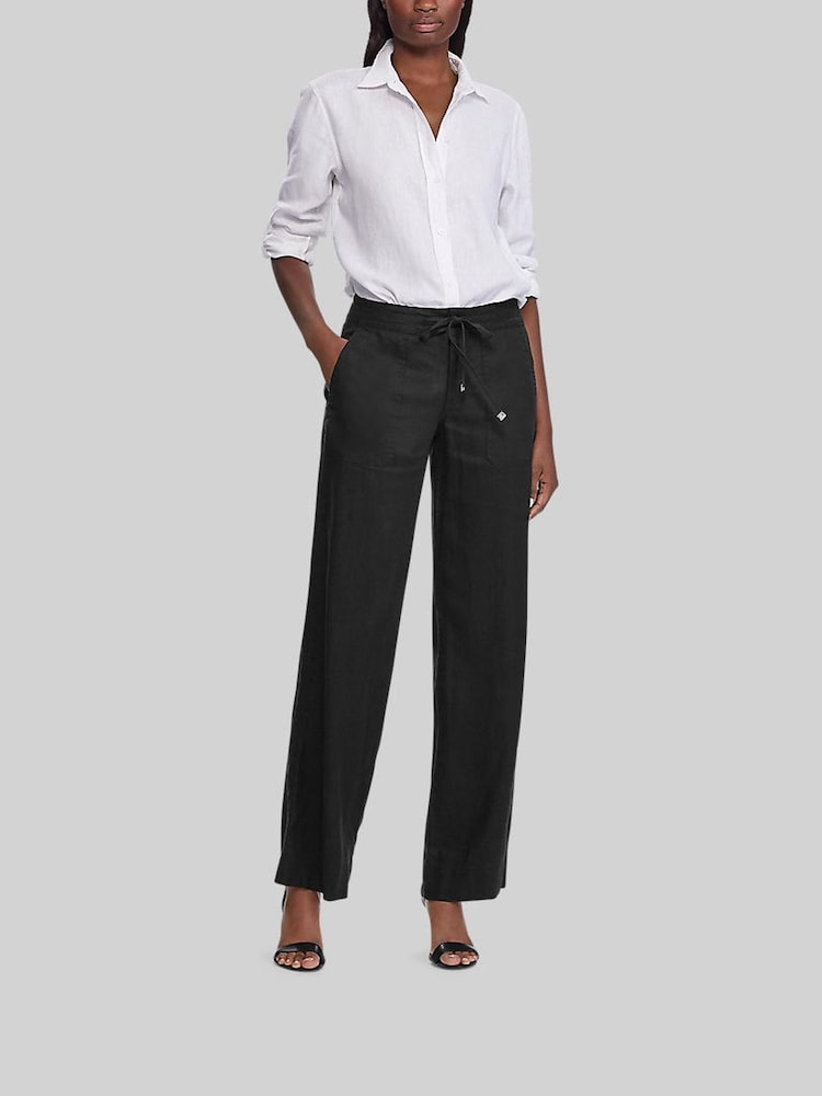 Buy Lauren Ralph Lauren Polo Black Linen Wide Leg Trousers from Next USA Buy Lauren Ralph Lauren Polo Black Linen Wide Leg Trousers from Next USA