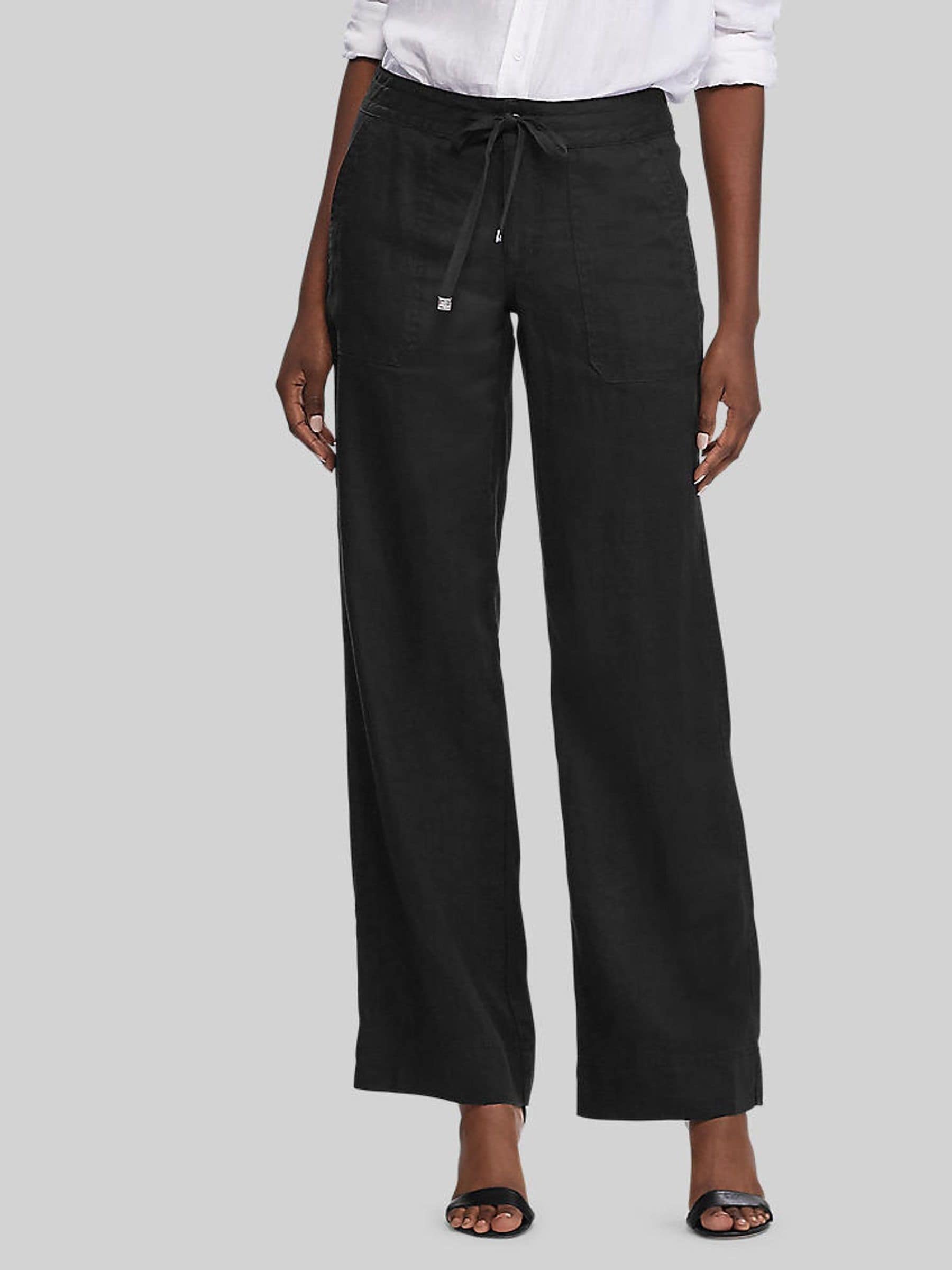 パンツ POLO by RalphLauren LinenSlacks Black Buy Lauren Ralph Lauren Polo Black Linen Wide Leg Trousers from