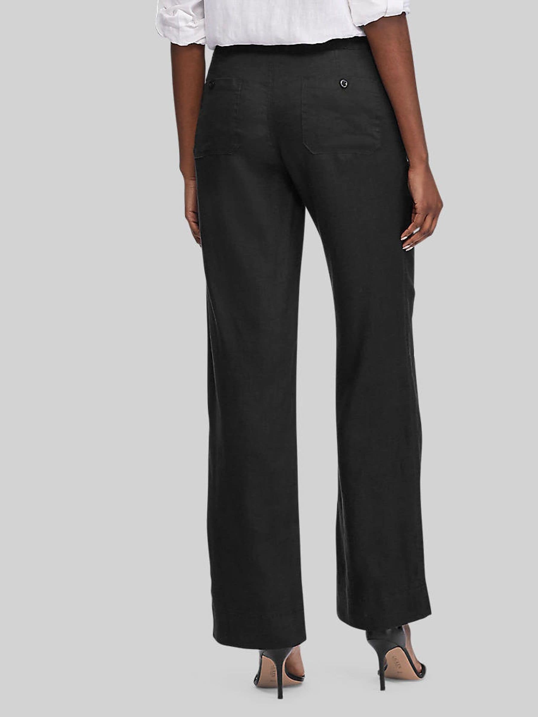 Buy Lauren Ralph Lauren Polo Black Linen Wide Leg Trousers from