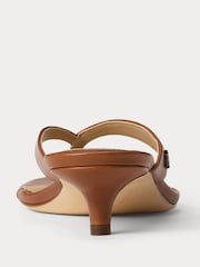 Lauren Ralph Lauren Francesa Leather Kitten Heel Flip Flop Brown Sandals - Image 3 of 5