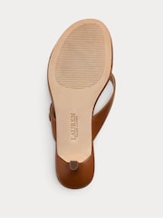 Lauren Ralph Lauren Francesa Leather Kitten Heel Flip Flop Brown Sandals - Image 5 of 5
