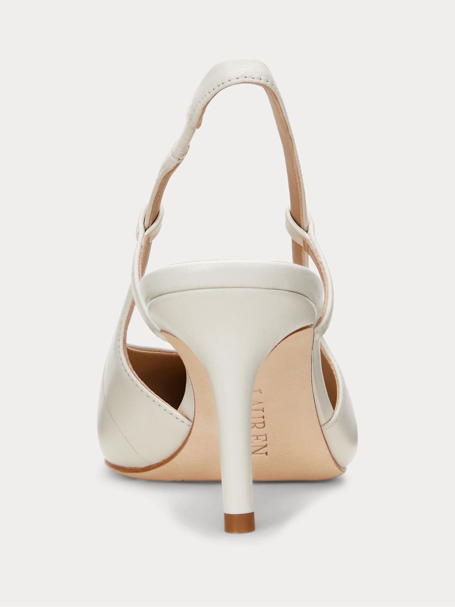 Buy Lauren Ralph Lauren White Khloe Metallic Leather Slingback