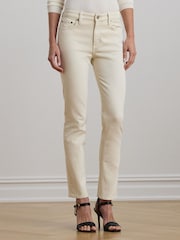 Lauren Ralph Lauren Low Rise Straight Leg Stretch Denim Jeans - Image 1 of 7
