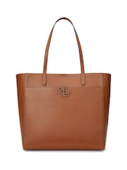 Braun - Lauren Ralph Lauren Cameryn Pebbled Leather Logo Tote Bag - Bild 1 von 6