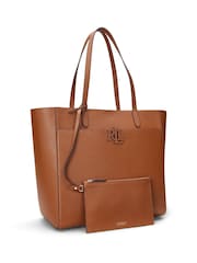 Braun - Lauren Ralph Lauren Cameryn Pebbled Leather Logo Tote Bag - Bild 3 von 6