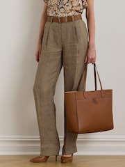 Braun - Lauren Ralph Lauren Cameryn Pebbled Leather Logo Tote Bag - Bild 6 von 6
