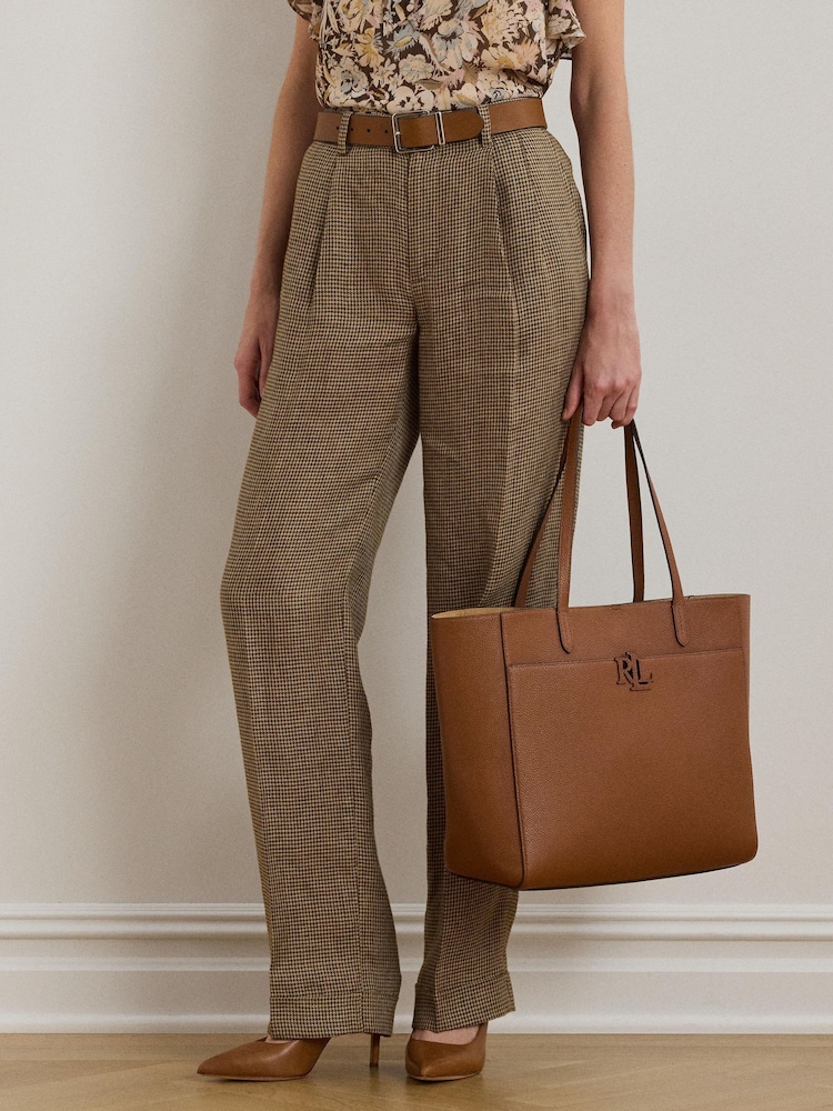 Braun - Lauren Ralph Lauren Cameryn Pebbled Leather Logo Tote Bag - Bild 6 von 6