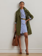 Lauren Ralph Lauren Blue Kinley Stripe Belted Shirt Dress - Image 7 of 8
