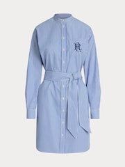 Lauren Ralph Lauren Blue Kinley Stripe Belted Shirt Dress - Image 8 of 8