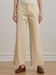 Lauren Ralph Lauren Mahkey Cotton Twill Wide-Leg Trousers - Image 1 of 5