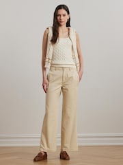 Lauren Ralph Lauren Mahkey Cotton Twill Wide-Leg Trousers - Image 4 of 5