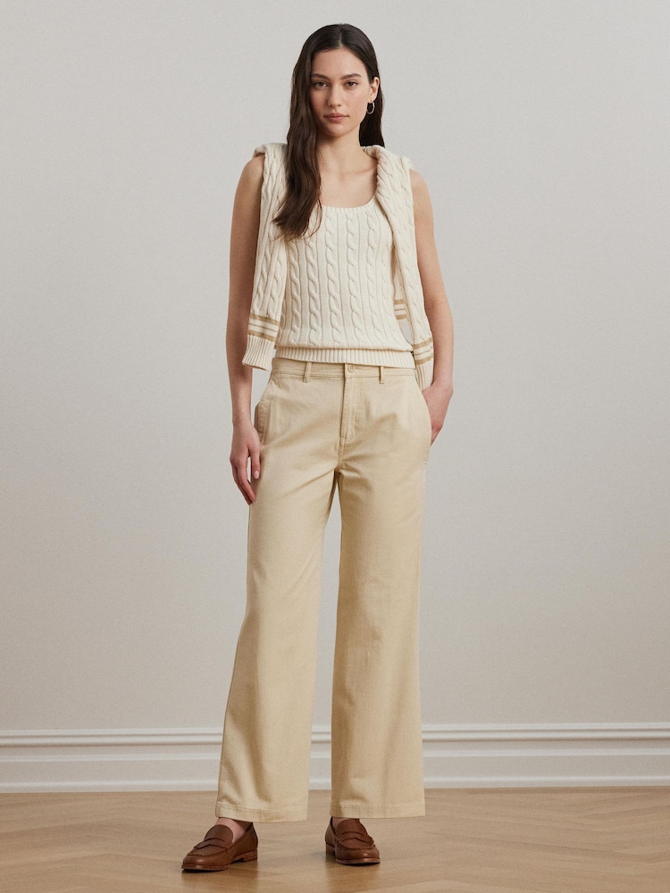 Lauren Ralph Lauren Mahkey Cotton Twill Wide-Leg Trousers - Image 4 of 5