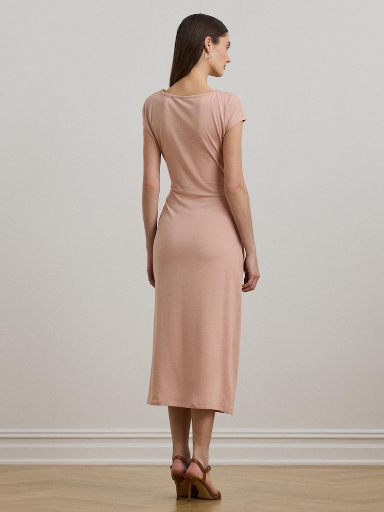 blush midi dress formal Dusty Blush Eyelet Cotton Pintuck Bodice Midi Dress