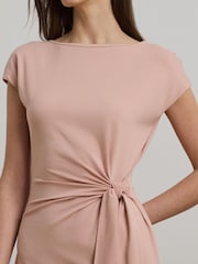 Lauren Ralph Lauren Pink Dabria Blush Belted Jersey Midi Dress - Image 4 of 7