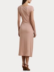 Lauren Ralph Lauren Pink Dabria Blush Belted Jersey Midi Dress - Image 5 of 7