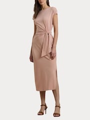 Lauren Ralph Lauren Pink Dabria Blush Belted Jersey Midi Dress - Image 7 of 7