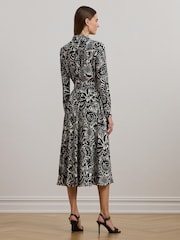 Lauren Ralph Lauren Black Rowella Print Belted Collared Dress - Bild 3 von 7