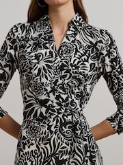 Lauren Ralph Lauren Black Rowella Print Belted Collared Dress - Bild 4 von 7