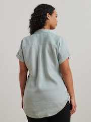 Lauren Ralph Lauren Curve Broono Linen Logo Short Sleeve Shirt - Image 2 of 5