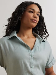 Lauren Ralph Lauren Curve Broono Linen Logo Short Sleeve Shirt - Image 4 of 5