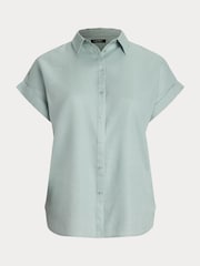 Lauren Ralph Lauren Curve Broono Linen Logo Short Sleeve Shirt - Image 5 of 5