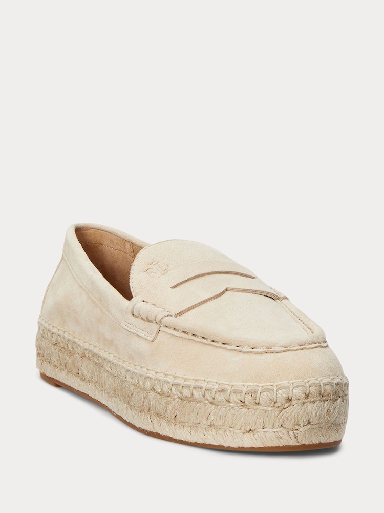 Lauren Ralph Lauren Luize Canvas & Suede Logo Espadrille Brown Trainers - Image 1 of 5