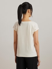 Lauren Ralph Lauren Cream Grieta Floral Emrodiered T-Shirt - Image 2 of 5