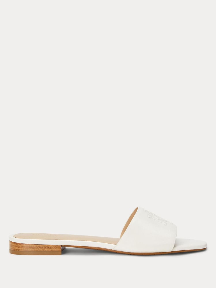 Lauren Ralph Lauren Everley Logo Nappa Leather Slide Sandals - Image 1 of 4