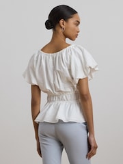 Lauren Ralph Lauren Tidrasel Floral Rouched White Blouse - Image 2 of 5
