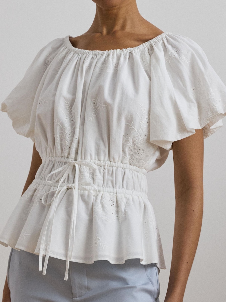 Lauren Ralph Lauren Tidrasel Floral Rouched White Blouse - Image 3 of 5