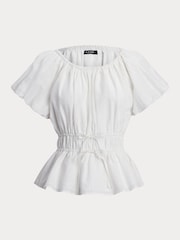Lauren Ralph Lauren Tidrasel Floral Rouched White Blouse - Image 5 of 5