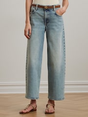Lauren Ralph Lauren Blue Saira Alacia Wash Wide Leg Denim Jeans - Image 1 of 6