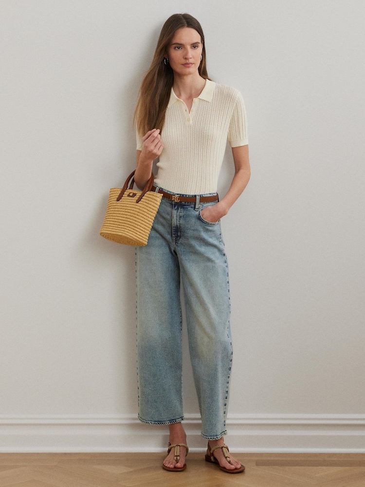 Lauren Ralph Lauren Blue Saira Alacia Wash Wide Leg Denim Jeans - Image 3 of 6