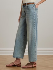 Lauren Ralph Lauren Blue Saira Alacia Wash Wide Leg Denim Jeans - Image 4 of 6