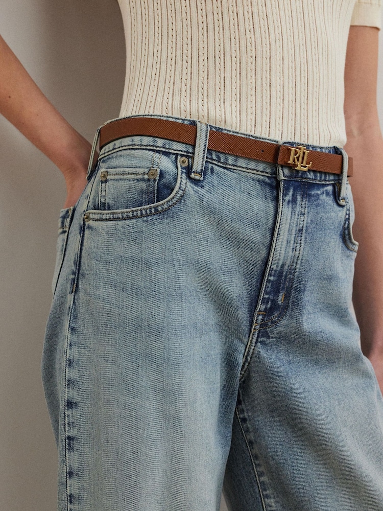 Lauren Ralph Lauren Blue Saira Alacia Wash Wide Leg Denim Jeans - Image 5 of 6