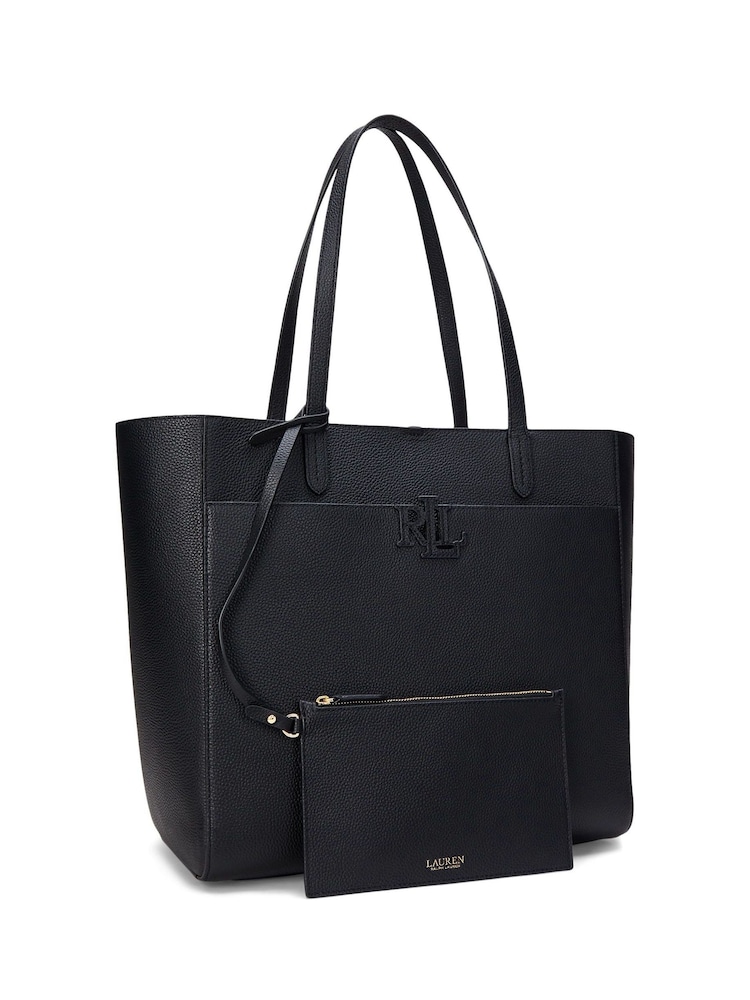 Lauren Ralph Lauren Cameryn Pebbled Leather Logo Tote Bag - Image 4 of 6