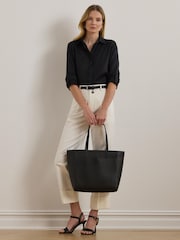 Lauren Ralph Lauren Cameryn Pebbled Leather Logo Tote Bag - Image 6 of 6
