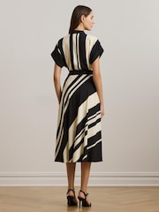 Lauren Ralph Lauren Cream Fratillo Striped Belted Collared Dress - Image 3 of 7
