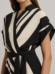 Lauren Ralph Lauren Cream Fratillo Striped Belted Collared Dress - Image 4 of 7