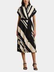 Lauren Ralph Lauren Cream Fratillo Striped Belted Collared Dress - Image 7 of 7