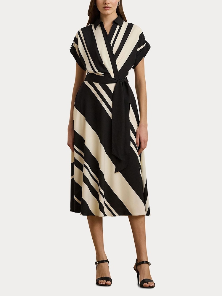 Lauren Ralph Lauren Cream Fratillo Striped Belted Collared Dress - Image 7 of 7