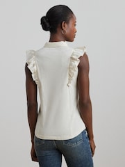 Lauren Ralph Lauren Cream Baleigh Button Up Ruffle Shirts - Image 2 of 5