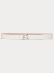Lauren Ralph Lauren Logo Reversible Pebbled Leather White Belt - Image 1 of 3