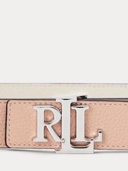 Lauren Ralph Lauren Logo Reversible Pebbled Leather White Belt - Image 2 of 3